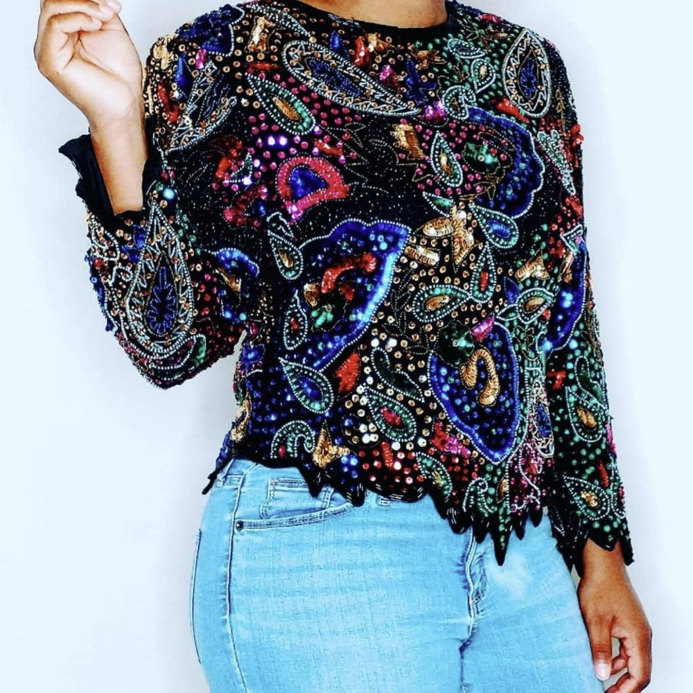 Vintage Laurence Kazar Sequin Top